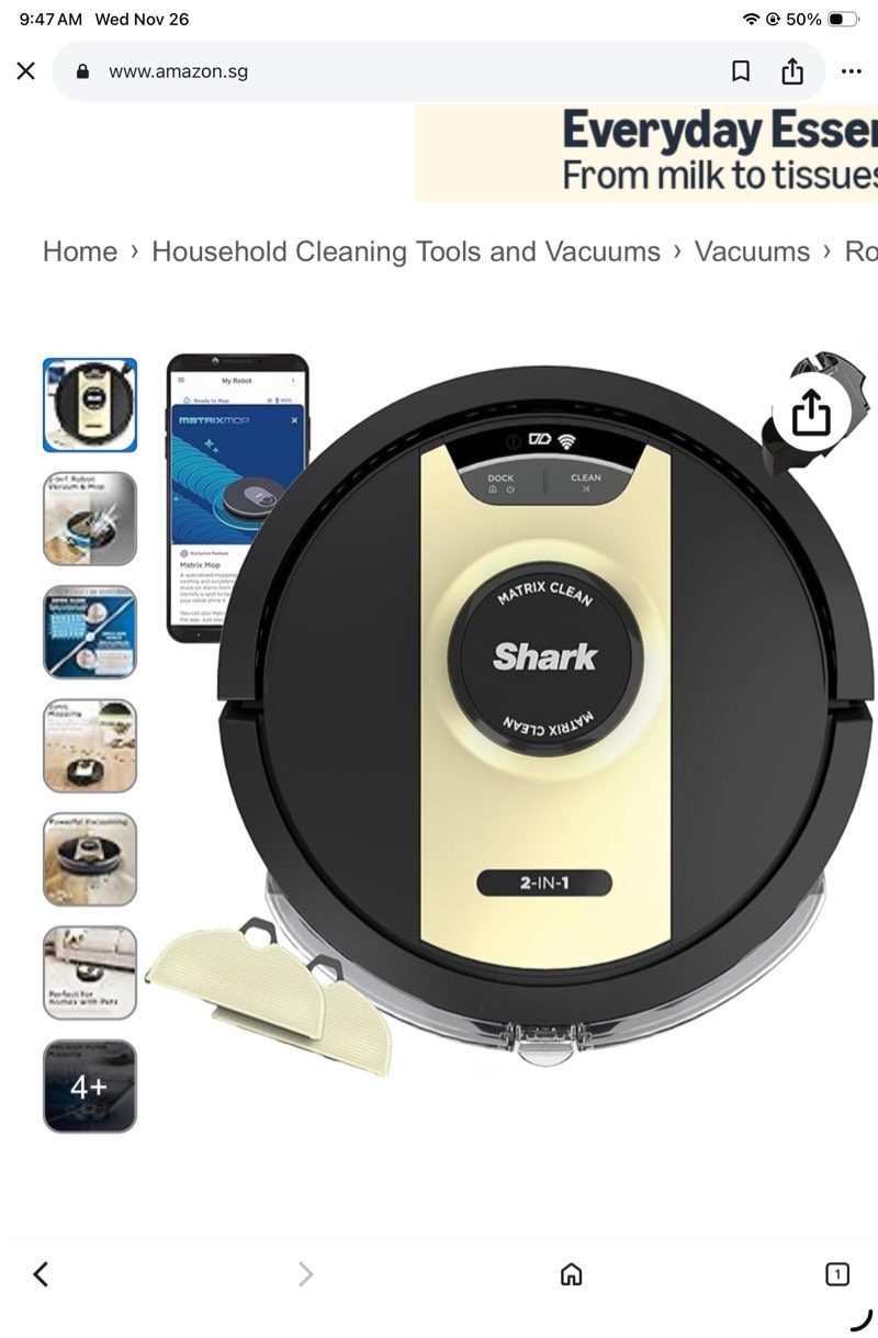 Shark RV2410WD IQ 2-in-1 Robot Vacuum and Mop with Row-by-Row Cleaning