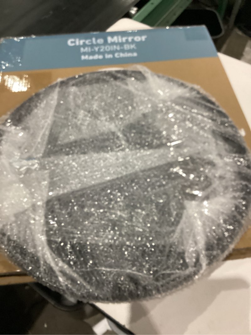 Condition photo showing As Is for Sweetcrispy 20in Round Bathroom Mirrors for Wall, Bathroom Mirrors for Over Sink, Wall Decor for Bathroom, Entryway, Bedroom, Vanity, Classical Black Classical Black 20.2"L x 20.2"W Round