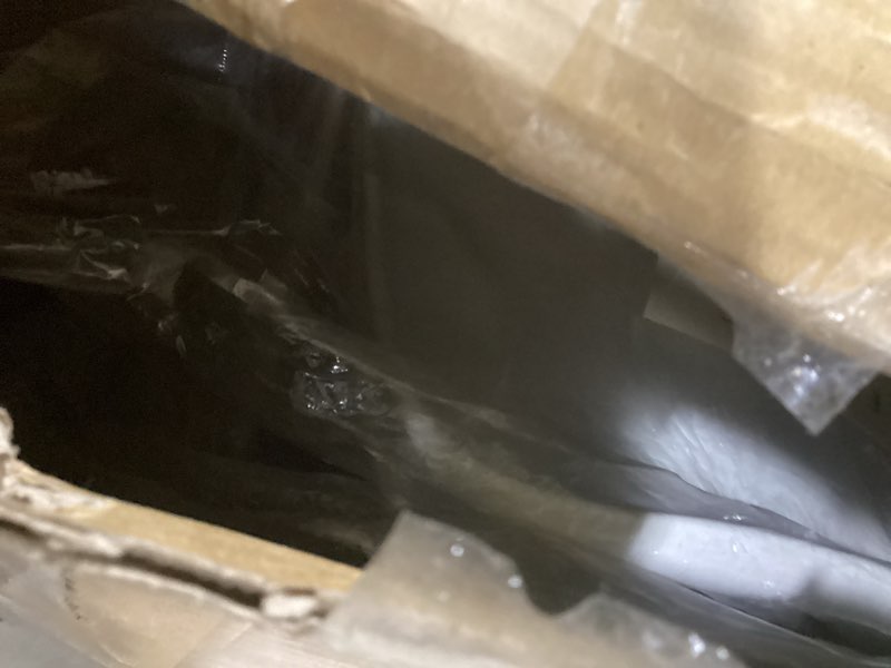 Condition photo showing As Is for Fabulaxe Mid-Century Modern Swivel Tulip Side Chair with Comfortable Cushioned Seat, White Polypropylene Accent Side Chair (Set of 2)