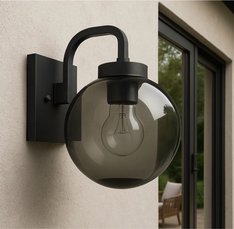 10" Smoke Acrylic Plastic Light Globe with 4" Neck Lip