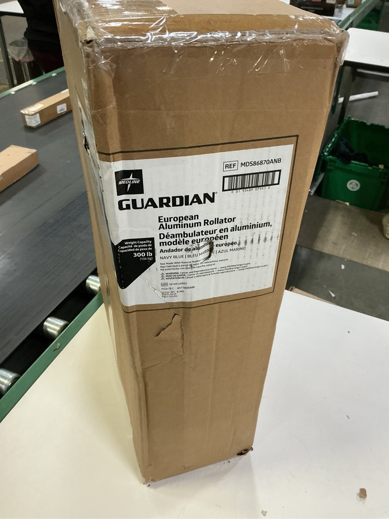 Condition photo showing Good Condition for Medline Aluminum European Style Foldable Rollator with Backrest, 300 lbs. Capacity, Navy — For Foot & Leg Injuries & Post-Surgery Navy Blue