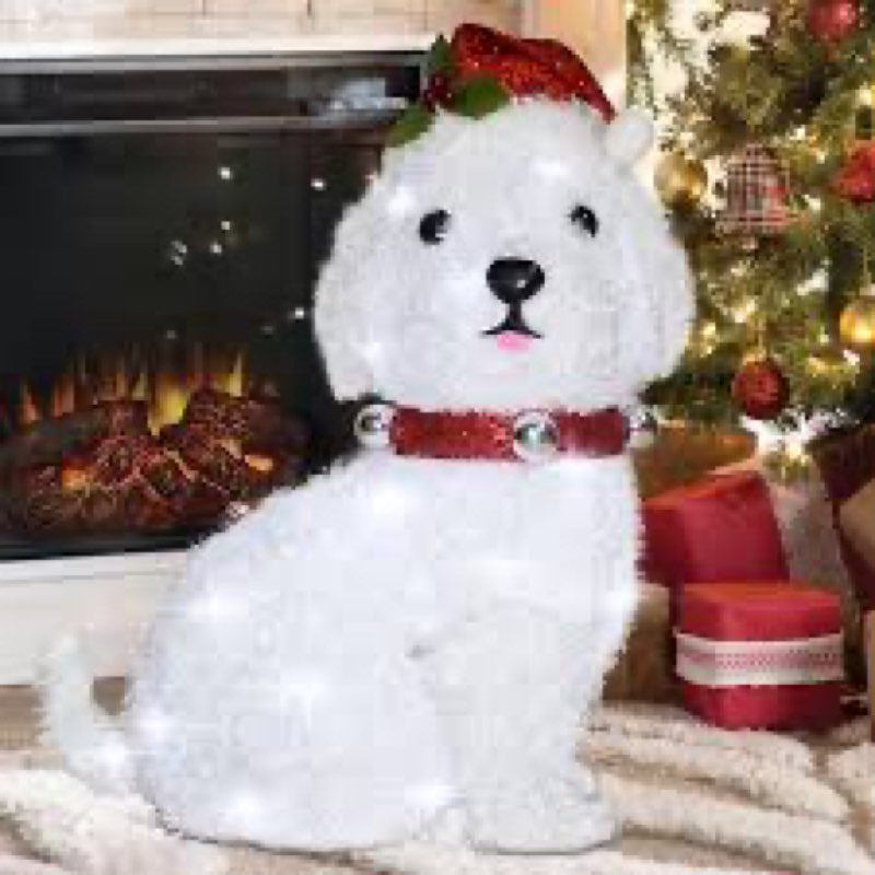 DROFELY 30\" Christmas Bear Lights Decoration for Outdoor Indoor,3D Christmas Brown Bear with 30 LED Lights,Fluffy Christmas Bear Wear a Santa Hat & Scarf,Christmas Tree Lights Decoration AZ23GF-12