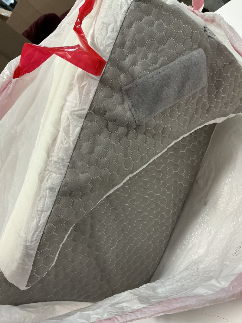 Condition photo showing As Is for Wedge Pillow for Sleep Apnea, Bed Wedge Pillow for Headboard, Headboard Triangle Pillow Wedge for Acid Reflux, After Surgery, Snoring, Cooling Memory Foam Top, Removable Cover, 24x24x12Inch 24*24*12 Inch White