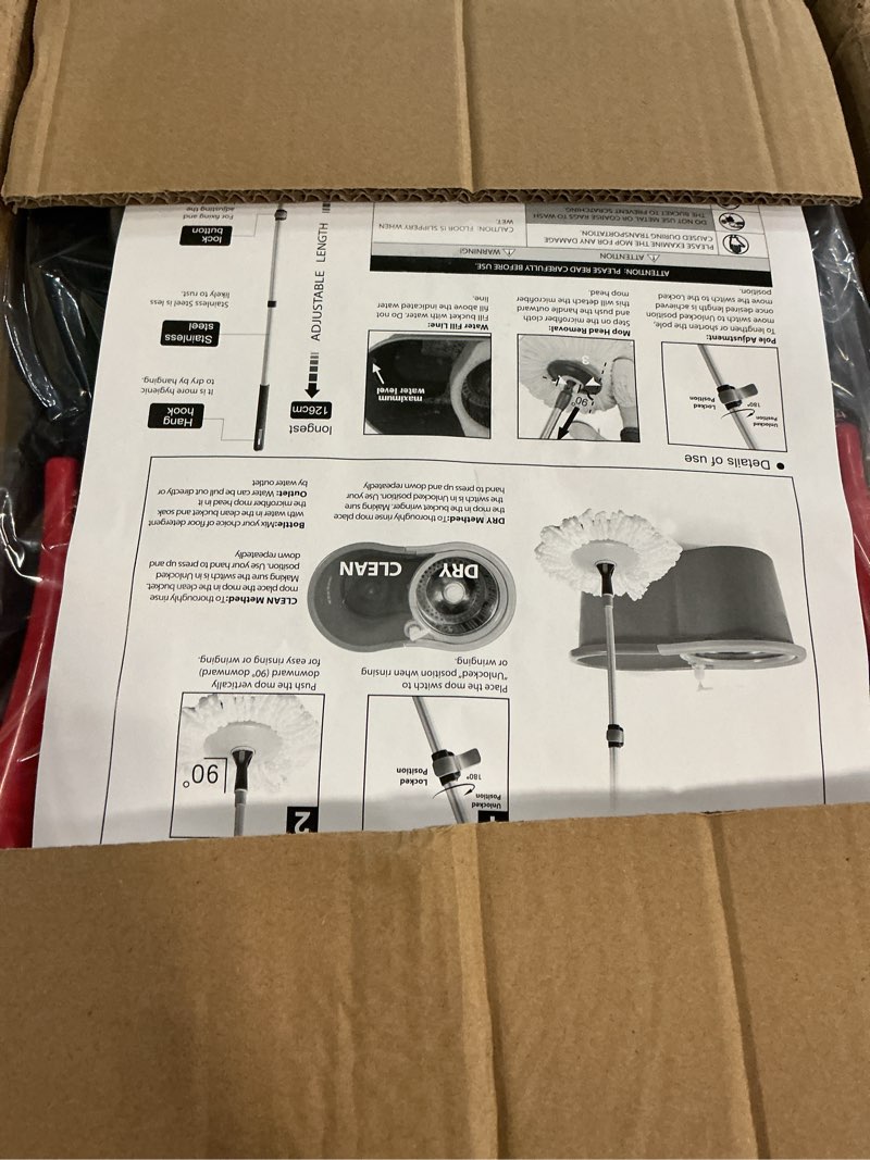 Condition photo showing New/Like New for SIMPLI-Magic 360° Spin Mop and Bucket with Wringer – 3 High-Absorbent Microfiber Washable Heads – Spinning Mop and Bucket Set for All Types Floor Cleaning (Black)