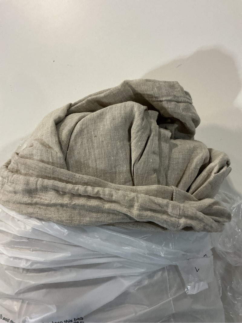 Condition photo showing As Is for european linen duvet cover set, king/cal king, natural chambray