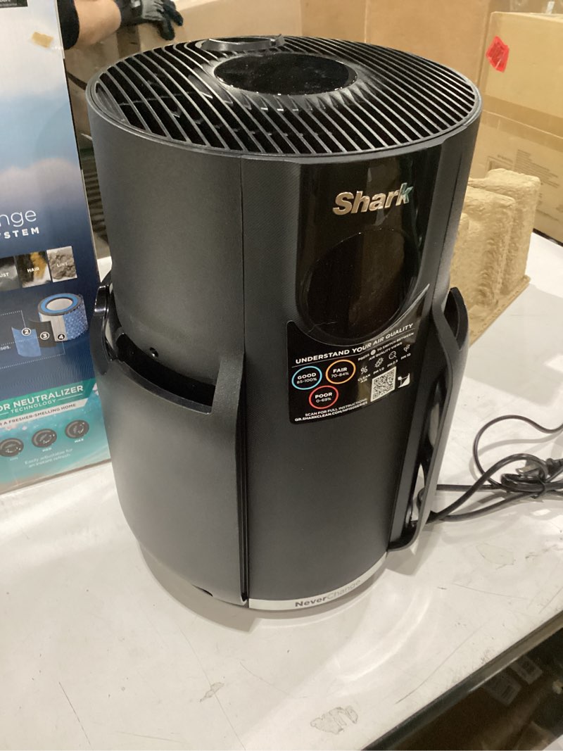 Condition photo showing Good Condition for Missing accessories only air purifier not tested Shark Air Purifier for Home, NeverChange, for Large Room, HEPA-Exceeding Filter, Captures Pollutants, Pet Dander, Dust, Odor, Smoke, and More, Odor Neutralizer, HP152, Charcoal Charcoal (650 sq. ft)