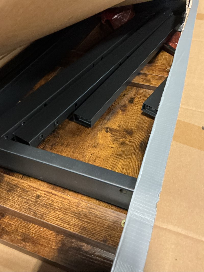 Condition photo showing As Is for huuger 63 x 24 inch desk with power outlets & usb-c, deeper & thicker desktop, robust metal tubes, computer desk, heavy duty office desk, work gaming desk, for home office, rustic brown rustic brown 63*24 inch