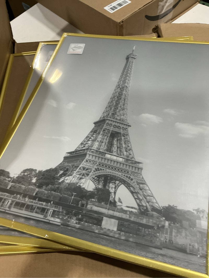 Condition photo showing Good Condition for upsimples 16x20 picture frame gold 3 pack, scratch-proof poster frames 16 x 20 for photo gallery - slide-in strips, horizontal or vertical wall mounting gold 16x20