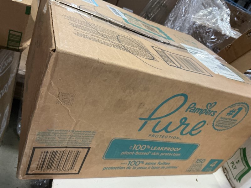 Condition photo showing New/Like New for Pampers Pure Protection Baby Diapers, Size 4, 150 Count, Up to 100% Leakproof, Premium Plant-based Skin Protection, Hypoallergenic Soft Diapers Size 4 150