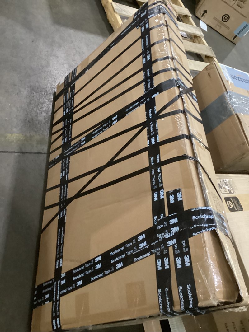 Condition photo showing As Is for Feonase 5-Piece Dining Table Set for 4-8 People, 63" Extendable Kitchen Table Set with 2 Benches and 2 Square Stools, Dining Room Table with MDF Wood Board, Easy Clean, Dark Brown Dark Brown 5-Piece(2 Benches & 2 Stools)