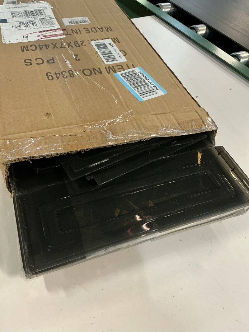 Condition photo showing As Is for Hat Organizer Box,Stackable Clear Baseball Caps Holder Box Containers with Magnetic Door for Hats Snapback Cap Storage,Clear Hat Storage with Magnetic Door, Holds 20 Hats (black clear, 2 pack) black clear 2 pack