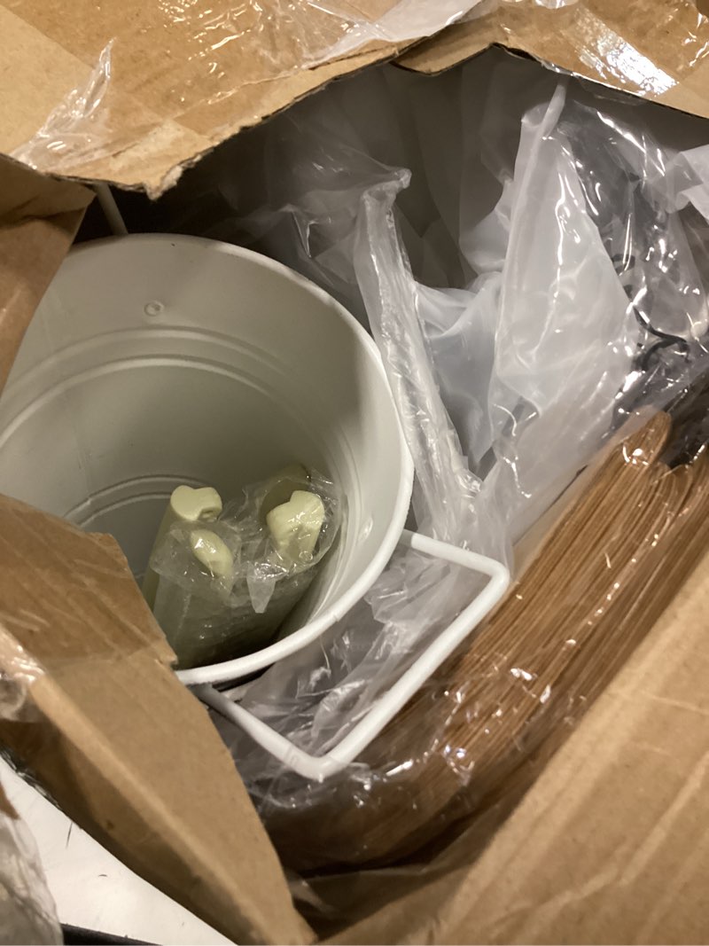 Condition photo showing Good Condition for leifide flower bar buckets set kit bloom bar supplies include wood sign gift bags iron bucket garden flower shears for wedding bridal shower graduation birthday table centerpieces(45 pcs,white) white 45