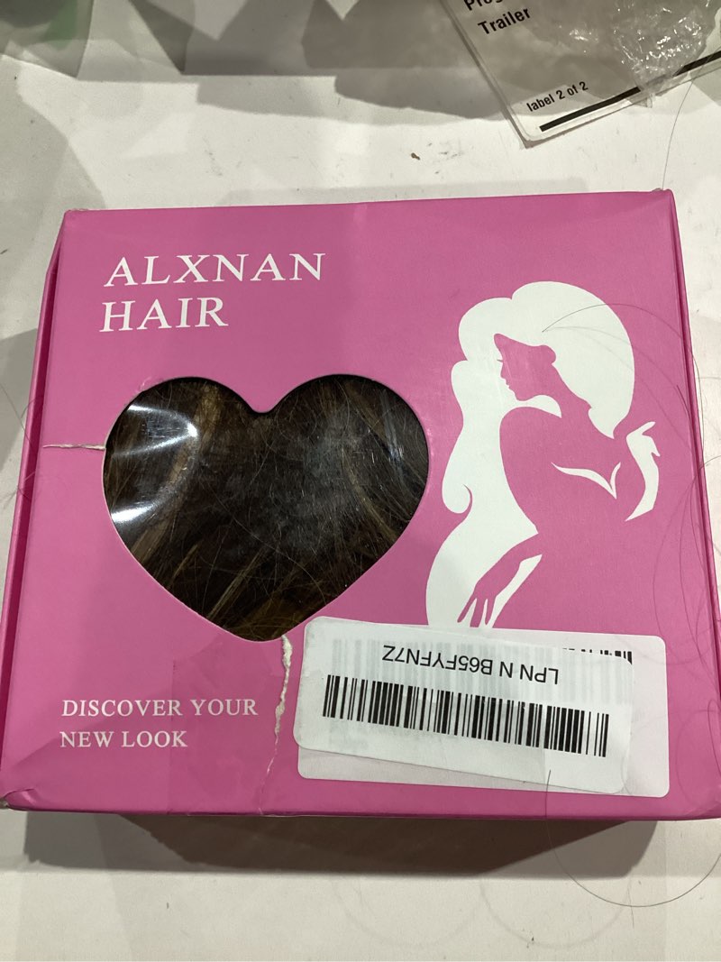 Condition photo showing As Is for alxnan long wavy layered hair extensions for women, clip in hair extensions clip ins soft full head synthetic hairpieces 20 inch brown with highlights