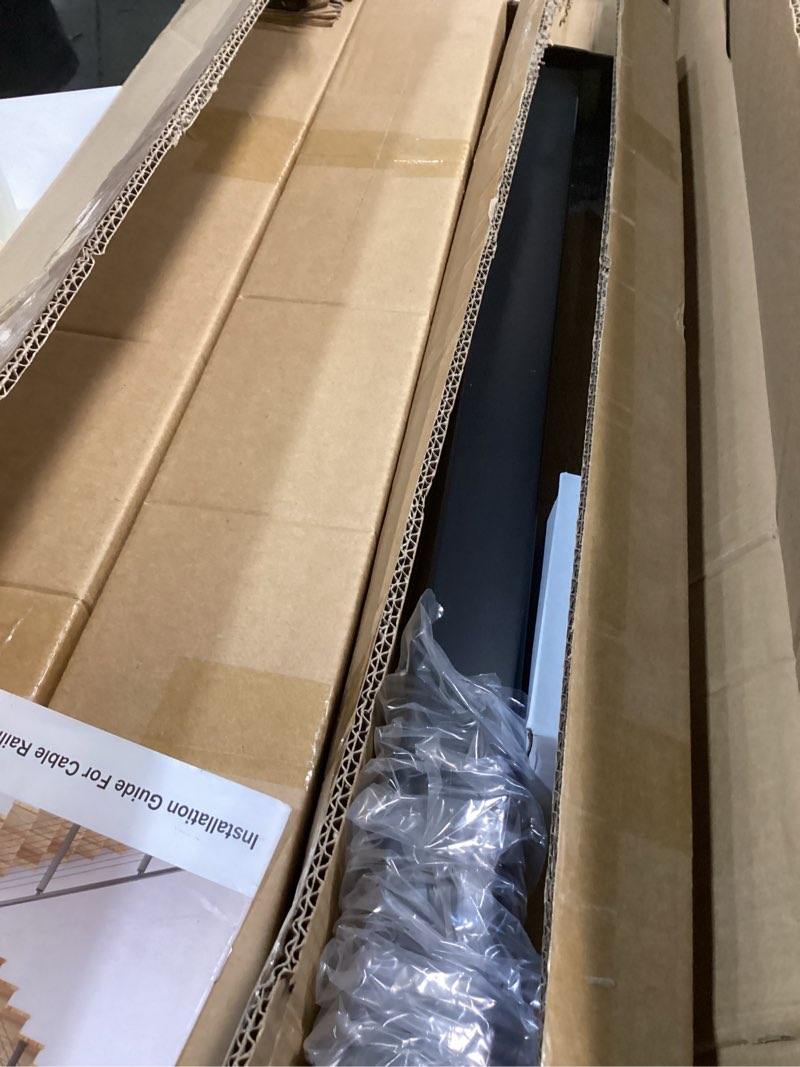 Condition photo showing As Is for CKE 10-15ft Complete Set 36\" Stair Cable Railing Post Kit (35\"x2\"x2\") for 25°-35° Stair, 3 Pack Stair Cable Posts, 220ft 1/8\" Wire Rope, Black Invisible Cable Railing System DIY Kit(No Handrail) SPS01 36\" 10-15FT Stair Post Kit (incomplete only 3)