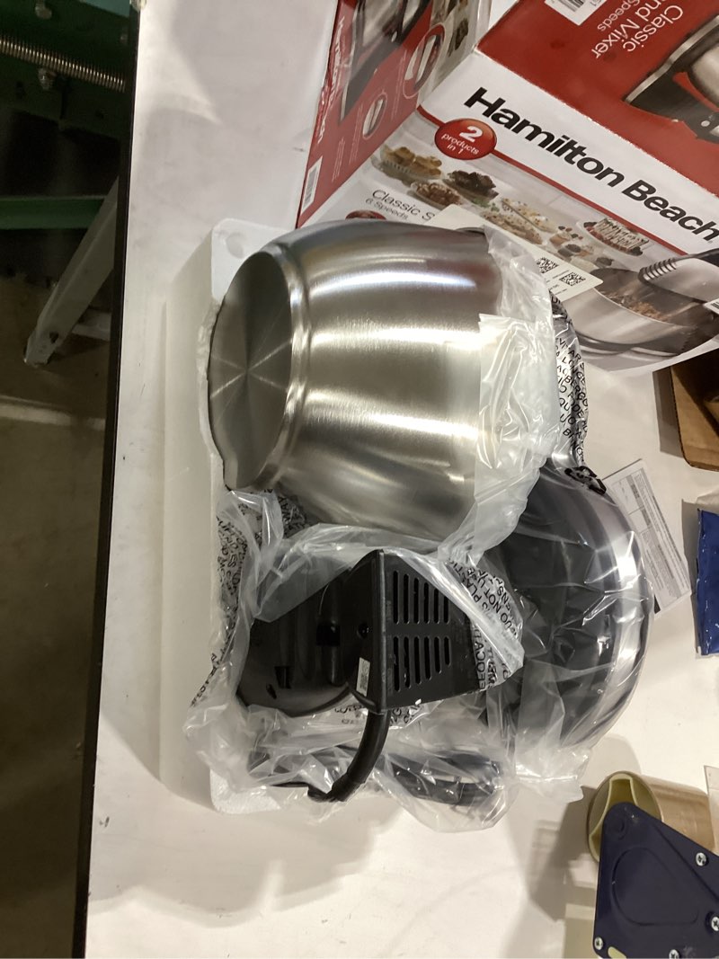 Condition photo showing Good Condition for hamilton beach classic stand and hand mixer, 4 quarts, 6 speeds with quickburst, bowl rest, 290 watts peak power, black and stainless black & stainless