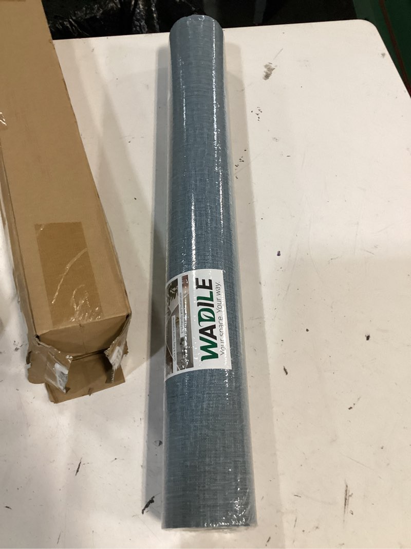 Condition photo showing New/Like New for wadile grasscloth peel and stick wallpaper 15.7in x 78.7in, textured contact paper for cabinets, faux linen wall paper pull and stick, fabric vinyl wallpaper self adhesive navy blue 15.7" x 78.7" navy blue