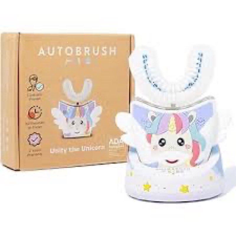 autobrush kids electric toothbrush – only ada accepted u-shaped toothbrush, clinically proven up to 5.1x better cleaning, 30 seconds, full-mouth 360 coverage, led lights, music, ages 3-5, unicorn