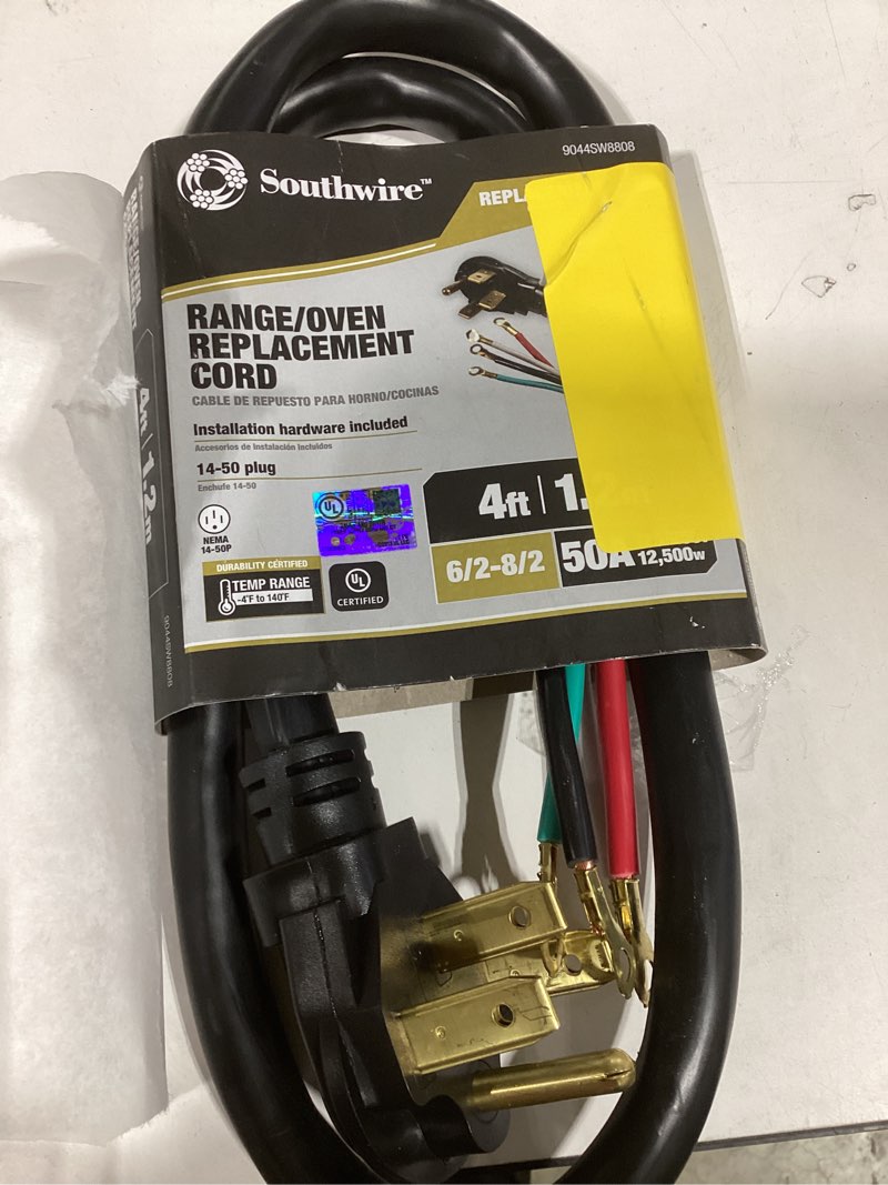 Condition photo showing Good Condition for Southwire 4-ft 50 -Amp 4 -Prong Black Range Appliance Power Cord