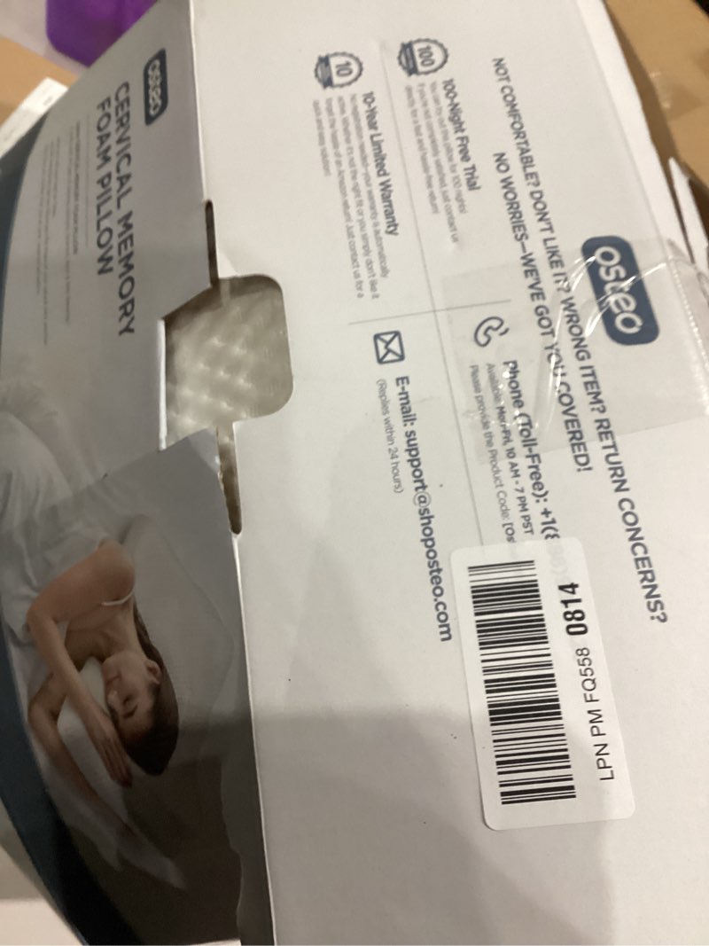 Condition photo showing Good Condition for Osteo Cervical Pillow for Neck Pain Relief, Hollow Design Odorless Memory Foam Pillows with Cooling Case, Adjustable Orthopedic Bed Pillow for Sleeping, Support for Side Back Sleepers Queen(25.5*16.5*5.2/4.1 inches) White