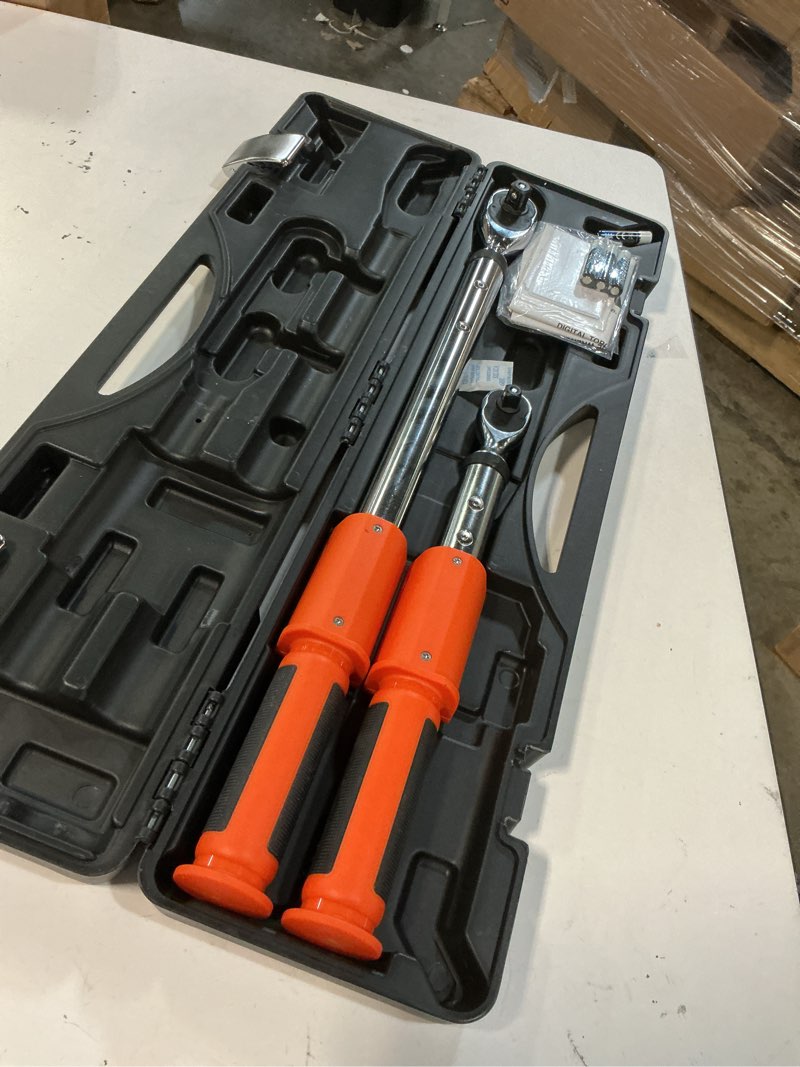 Condition photo showing New/Like New for vevor digital torque wrench 3/8 1/2 inch drive, 0-44.25ft.lb(0-60nm)/0-162.26ft.lb(0-220nm) ±2% accuracy, electronic torque wrench with preset mode,vibration,buzzer,led notification,5units of measure 3/8 1/2-inch 0-44.25ft.lb, 0-162.26ft.lb