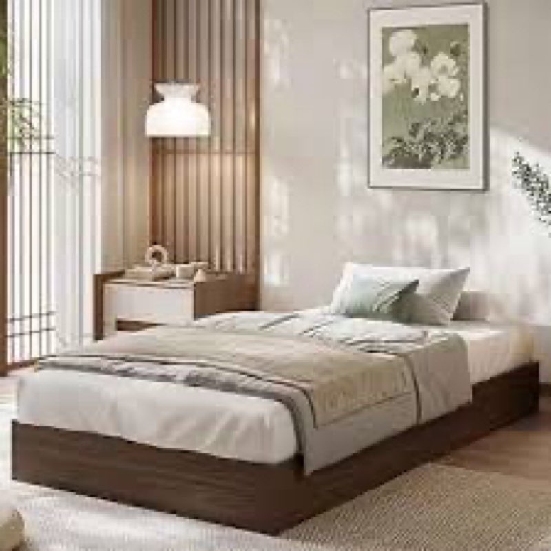 GarveeHome Queen Size Wood Platform Bed Frame, Wooden Bed Frame Without Headboard, Wood Slat Support