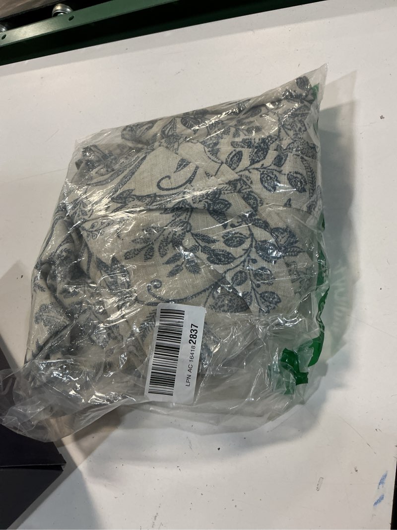 Condition photo showing As Is for vangao blue floral linen curtains for living room 96 inches long farmhouse curtains for bedroom vintage print on beige light filtering window drapes back tab rod pocket 2 panels 50"w x 96"l (pack of 2) floral | blue back tab