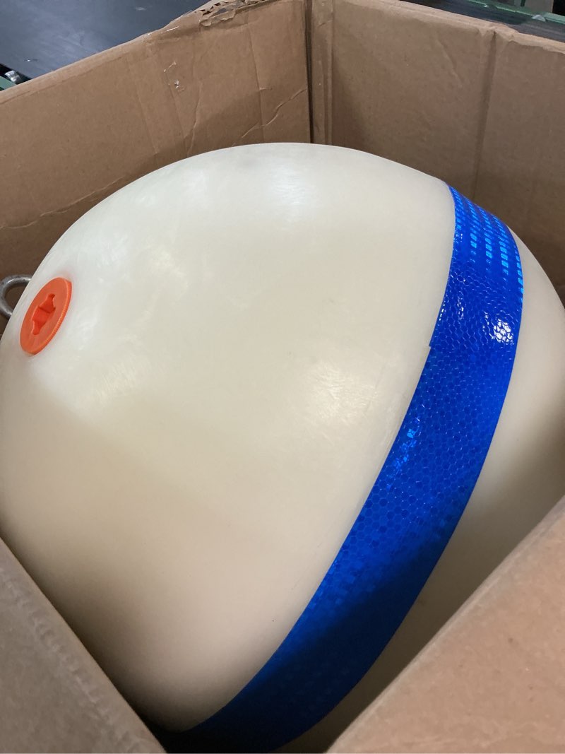 Condition photo showing Good Condition for boat mooring buoy ball mooring buoy float with reflective blue stripe for protection,illuminated buoy to moor boat secure&enhance visibility 18’’ white