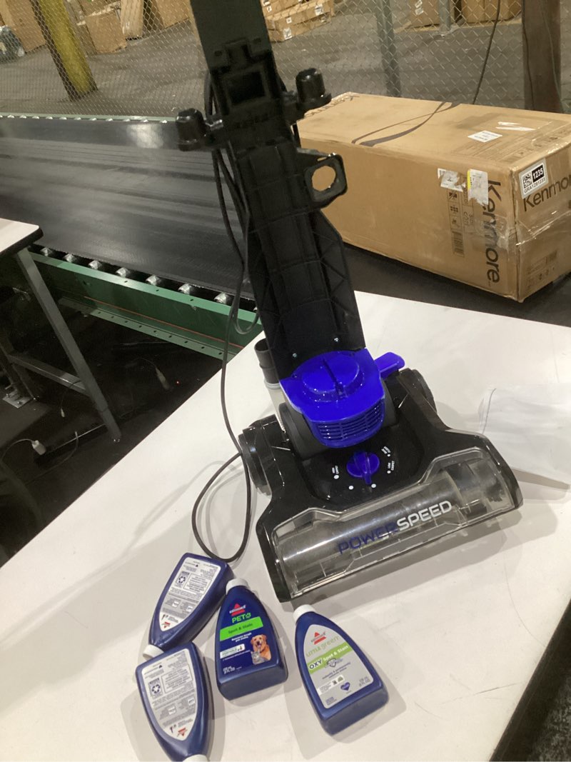 Condition photo showing As Is for (used, not tested, incomplete parts)eureka lightweight powerful upright vacuum cleaner for carpet and hard floor, powerspeed, new model,blue,black/new model