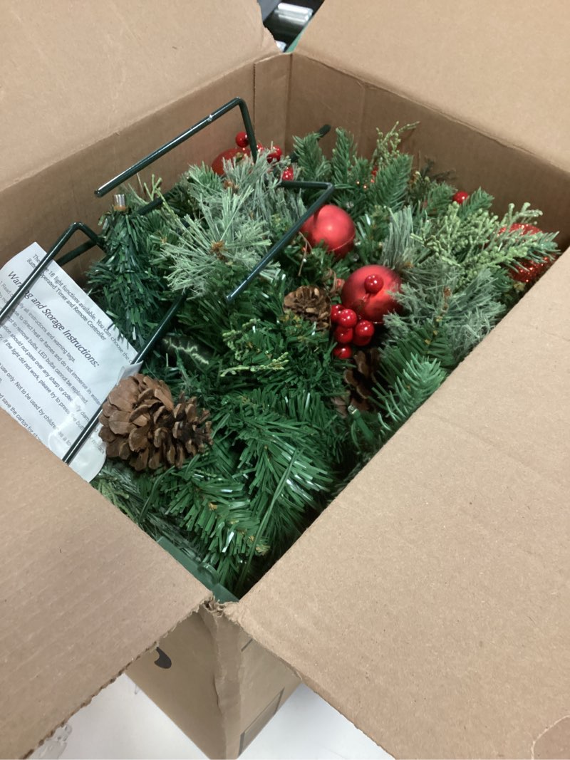 Condition photo showing Good Condition for 2 Pack 24 Inch Lighted Outdoor Christmas Tree with Dual Color LED Lights, Remote Control Battery Operated Pre-lit Pathway Urn Filler, Christmas Porch Decorations for Home, Porch & Yard Gold Red 2ft 6in