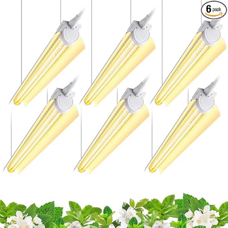 barrina t8 plant light, 144w(6 x 24w), 800w equivalent, 2ft super bright, full spectrum, led grow light, integrated growing lamp fixture, for indoor plants, 6-pack (missing 2 lights)