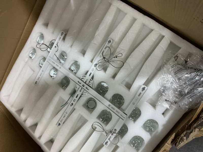 Condition photo showing As Is for Staircase Chandelier 42-Lights Crystal Ceiling Lights Adjustable Length 197inches Large Chandeliers for High Ceilings, Entryway Lighting Fixture Black 42-Lights R Black