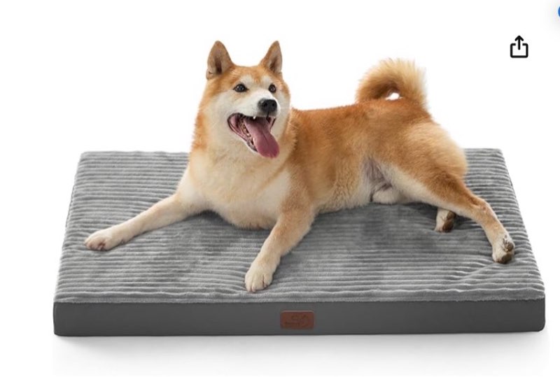 bedsure comfyfleece dog beds large sized dog- orthopedic pet beds for crate with removable machine cover, not waterproof egg crate foam puppy mat for pets up to 50 lbs, 35x22x2.8, not chewproof