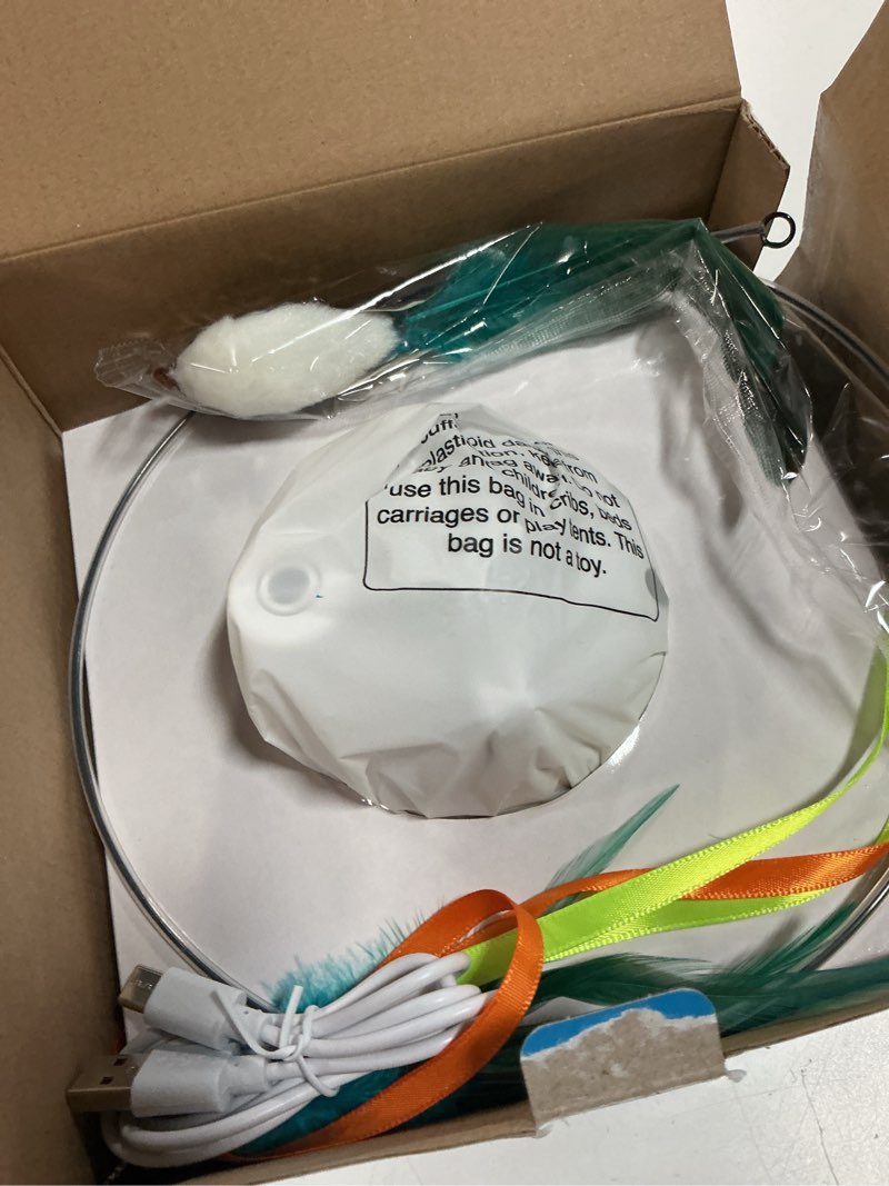 Condition photo showing Good Condition for interactive cat toys for indoor cats - automatic flying bird feather toy, usb rechargeable electric cat teaser with sticky suction base, smart motion activated self-play enrichment toy for bored cats