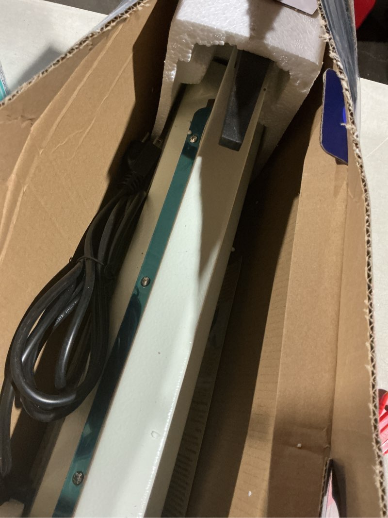 Condition photo showing As Is for impulse heat sealer 12 inch 5mm mylar bag sealer, iron shell sealer, plastic bag sealer machine, with 4 replacements kit (2 cutting lines included) white 12"-5mm 12inch-5mm sealing width