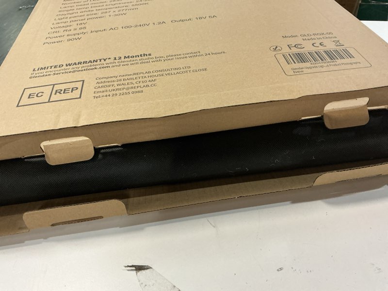 Condition photo showing As Is for Glendan Upgrade Professional Portable Photo Studio Light Box with 1222 LED Lights, 20"x20" Soft Box, 4 Color PVC Backdrops for Jewelry and Product Photography 20*20 inch