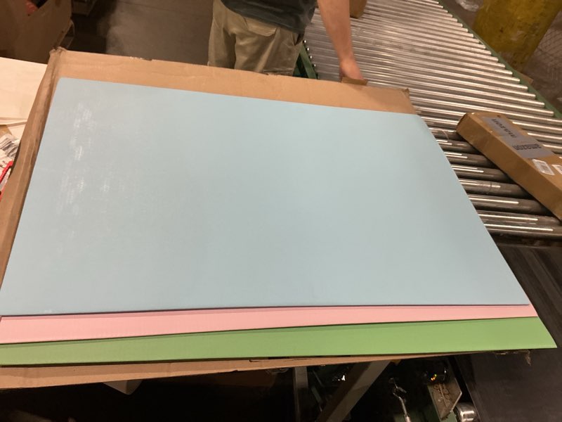 Condition photo showing Good Condition for 4 pack 48 x 36 trifold poster board tri fold poster boards foldable corrugated presentation display paper scalloped borders for science fair events, school projects, exhibitions(macaron) 48" x 36" macaron