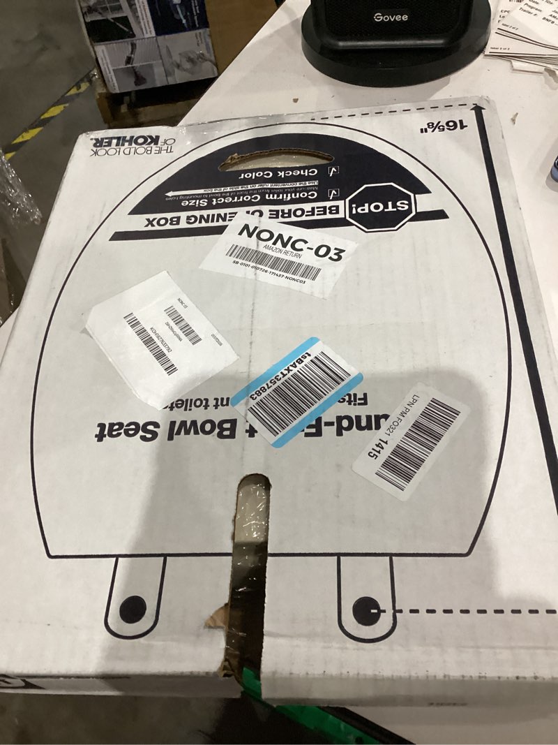 Condition photo showing As Is for KOHLER K-4775-47 Brevia Round Toilet Seat with Quick-Release Hinges And Quick-Attach Hardware For Easy Clean, Almond Round Almond