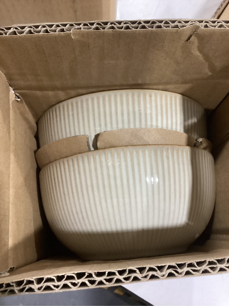 Condition photo showing Good Condition for GBHOME Ceramic Dinnerware Sets, 18 Piece Embossed Elegant Stoneware Plates and Bowls Sets, Housewarming Wedding Gift | Dishwasher & Microwave Safe | Dishes Set Service for 6 Pale Khaki Service for 6 (18 pcs)