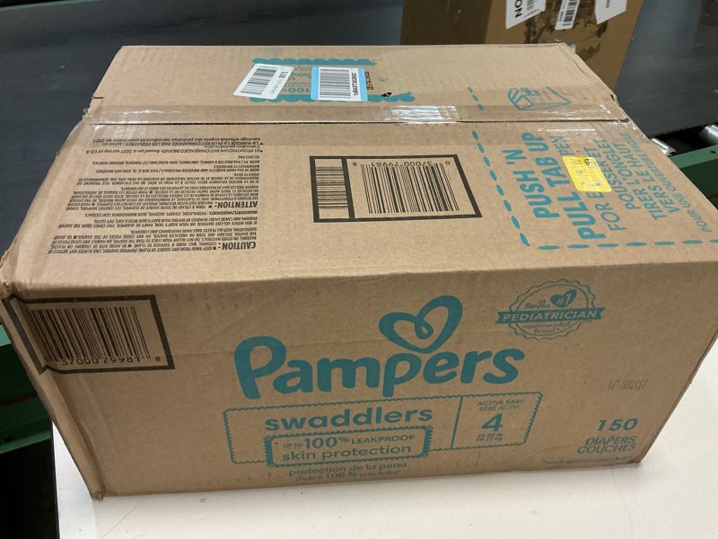 Condition photo showing New/Like New for Pampers Swaddlers Diapers, Size 4 (15-34 lbs), 150 Count, Absorbent, Keeps Baby Dry and Comfortable, Skin Safe Disposable Baby Diaper (Packaging May Vary) Size 4 150