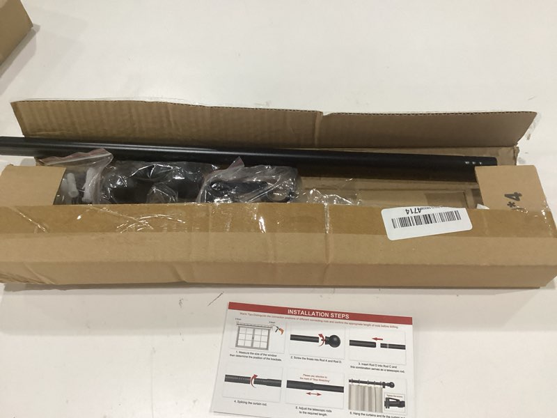 Condition photo showing New/Like New for gxoackj curtain rods for windows 32-48 inch, 5/8 inch decorative curtain rod set, matte black splicing heavy duty metal curtain rod with brackets 35-47" black