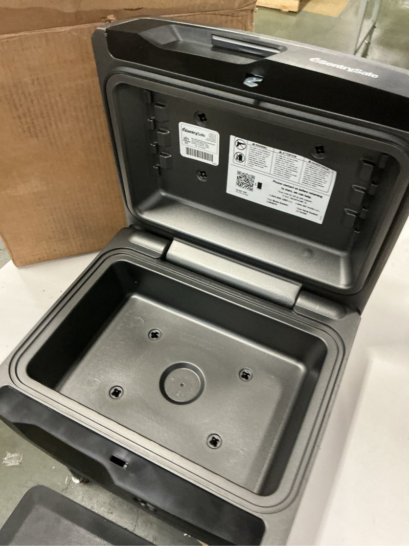 Condition photo showing As Is for SentrySafe Fireproof and Waterproof Safe Box with Key Lock, Fire and Water Chest Safe for Valuables, 0.36 Cubic Feet, 7.6 x 16.5 x 14.8 Inches, CHW30220 (missing key)