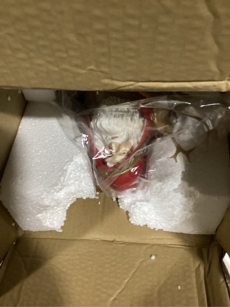 Condition photo showing Good Condition for Napco Santa with Deer Head Staff and Tree - 19.25 x 9.25 Inch Red/Gold Resin Decorative Holiday Figurine