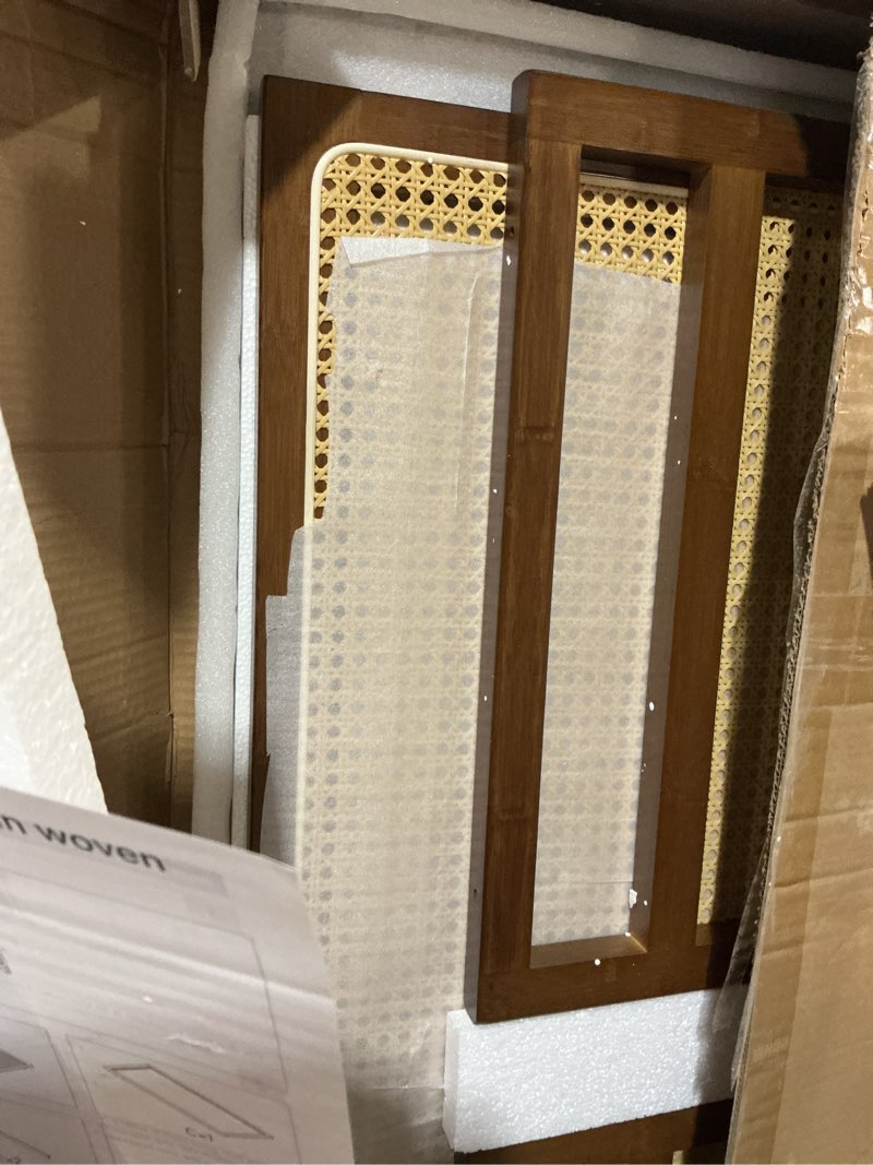 Condition photo showing Good Condition for List  LVB Rattan Coffee Table, Boho Wood Living Room Table with Storage, Oval Modern 2-Tier Cocktail Tea Table with Doors & Open Shelf, Farmhouse Vintage Center Tables for Bedroom Office, Light Oak, 47In Click to see full view                     2+ LVB Rattan Coffee Table, Boho Wood Living Room Table with Storage, Oval Modern 2-Tier Cocktail Tea Table with Doors & Open Shelf, Farmhouse Vintage Center Tables for Bedroom Office, Light Oak, 47In