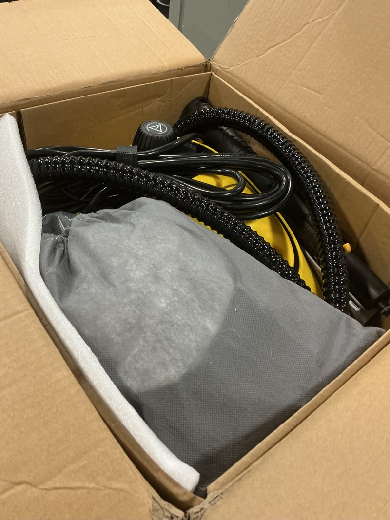 Condition photo showing As Is for Premium Heavy Duty Canister Steam Cleaner with 26 Accessories, High-Temperature Mop for Floors, Tiles, Car Detailing & More, 1.4L Portable Tank, Chemical-Free, Child Lock & Effortless Operation