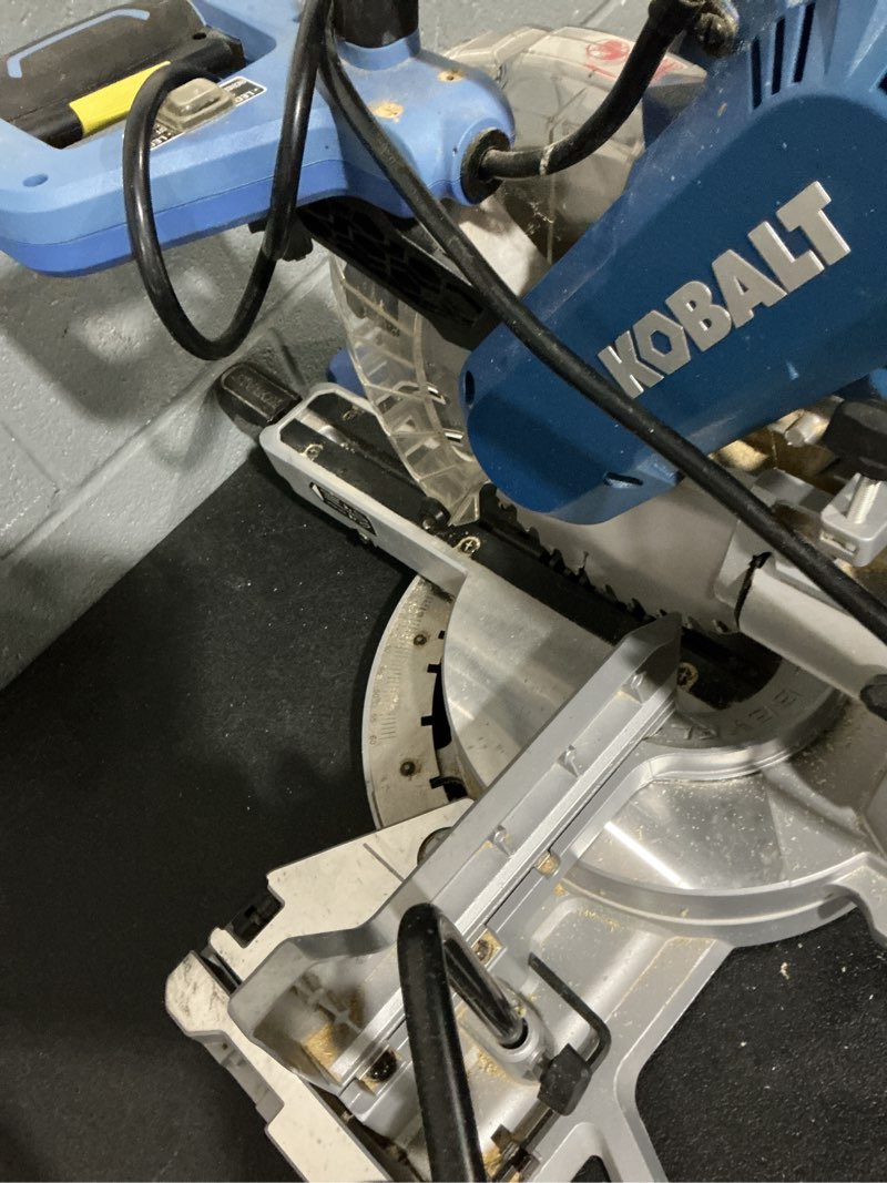 Condition photo showing As Is for kobalt compact 10-in 15-amp dual bevel sliding compound corded miter saw