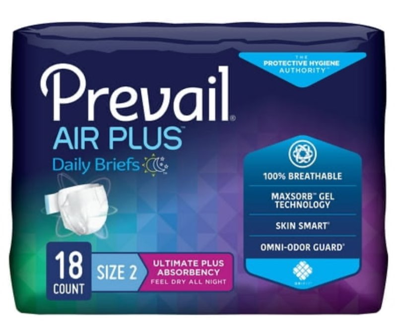 Prevail Air Plus Daily Brief | Size 2 | Breathability | Ultimate Absorbency | 18 Count