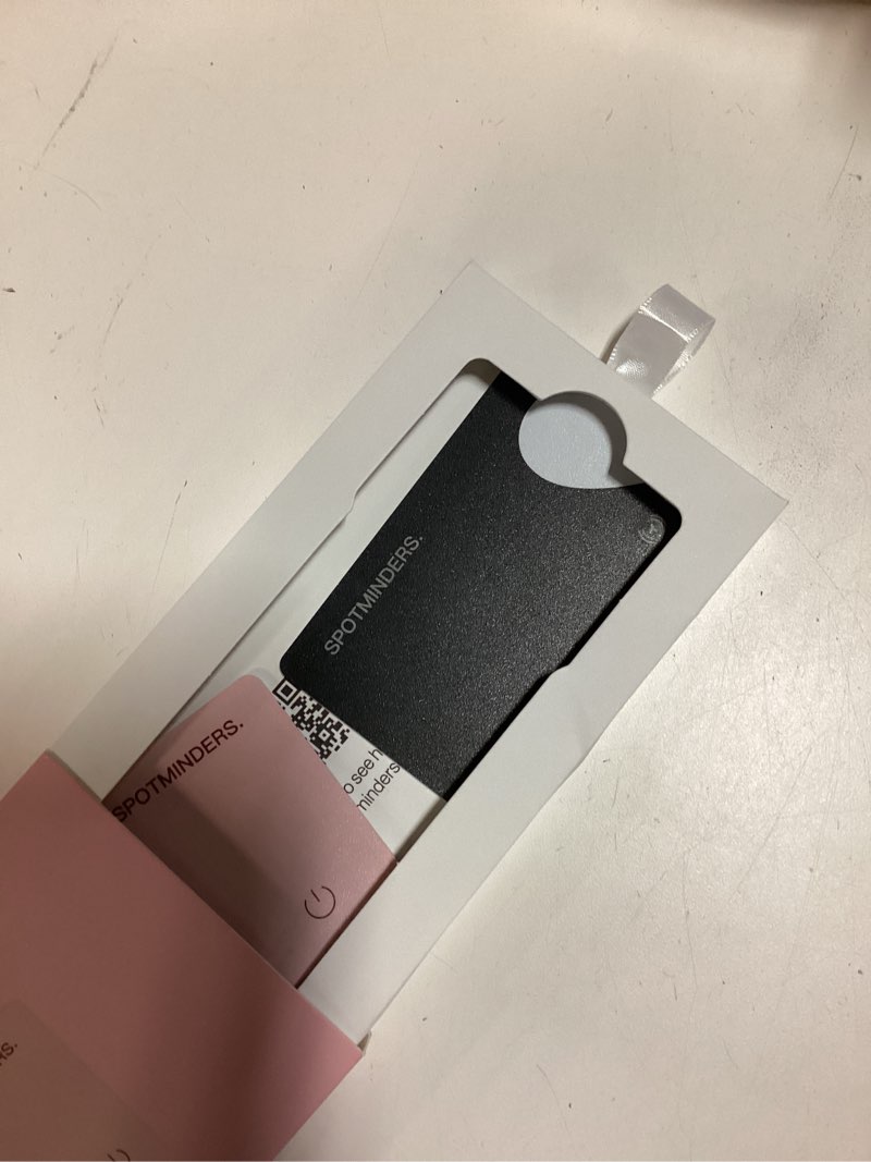 Condition photo showing Good Condition for spotminders apple mfi certified wallet tracker 2-pack black & pink (ios only) gifts for mom 0.07in works with apple find my rechargeable tracking card slim item finder for mother's day or anniversary duo set bundle (pack of 2)