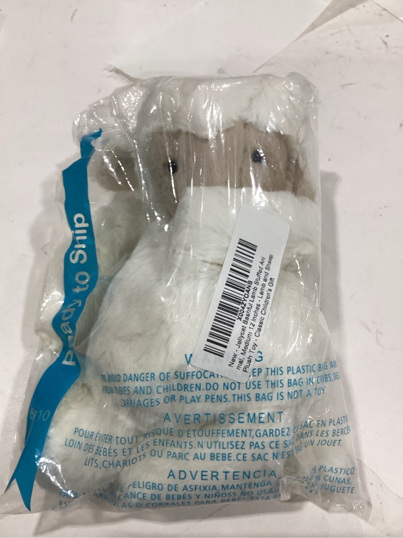 Condition photo showing Good Condition for Jellycat Bashful Lamb Stuffed Animal, Medium 12 inches - Lamb and Sheep Plush Toy - Classic Children's Gift Medium - 12"
