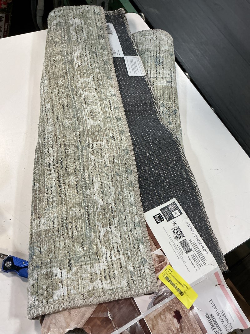 Condition photo showing New/Like New for better homes & gardens geo medallion runner washable non-skid area rug, sage, 2'5" x 7'