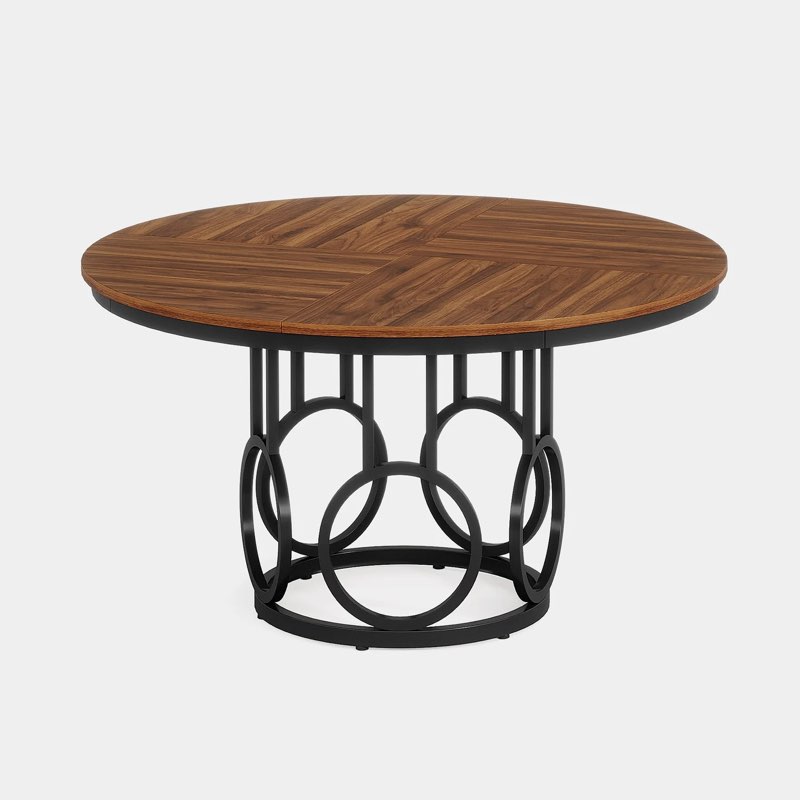 Incomplete, 47\" Wood Dining Table, Round Kitchen Table for 4-6 People